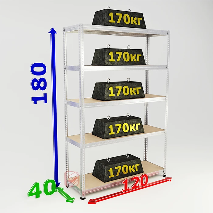 Стеллаж оцинкованный для гаража SBL 180х120х40 5 полок фото Стеллаж Мастер